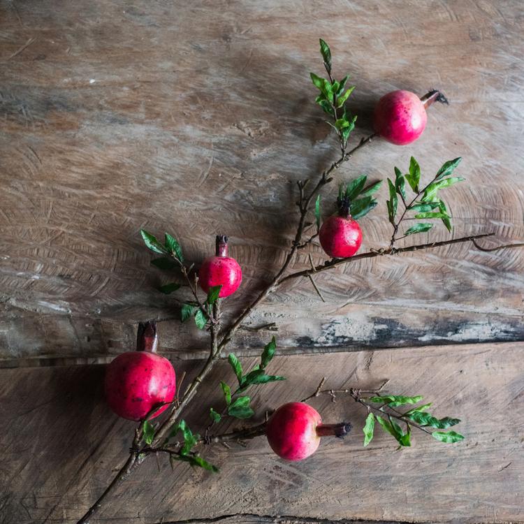 RusticReach Artificial Fruit Large Red Pomegranate Fruit Stem 36" Tall - lily & onyx