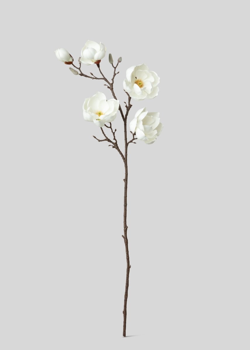 Afloral Artificial Magnolia Flower Branch in White - 39" - lily & onyx