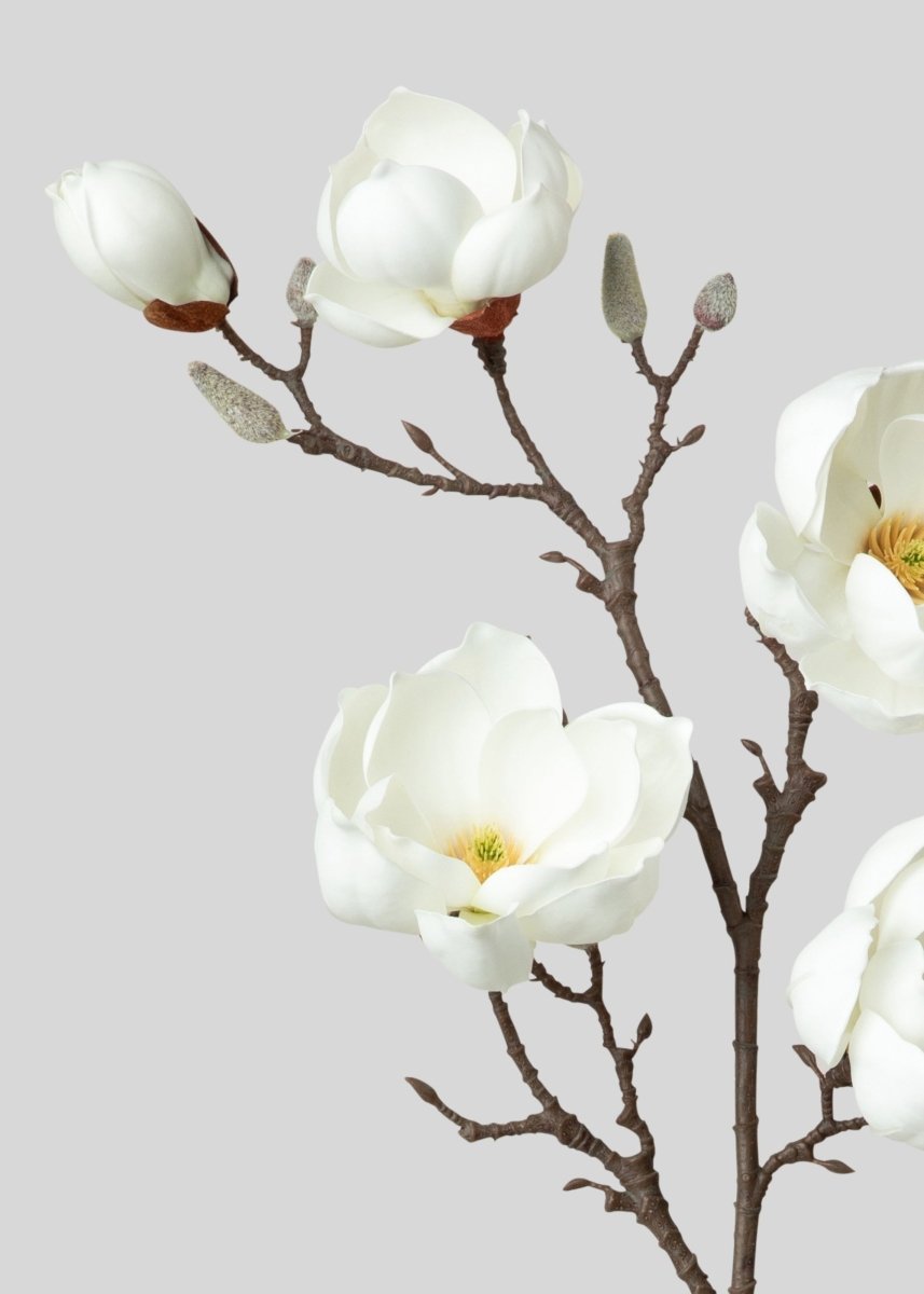 Afloral Artificial Magnolia Flower Branch in White - 39" - lily & onyx