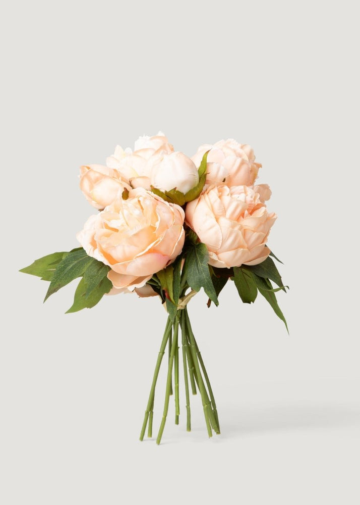 Afloral Artificial Peony Flower Bundle in Blush Peach - 13" - lily & onyx