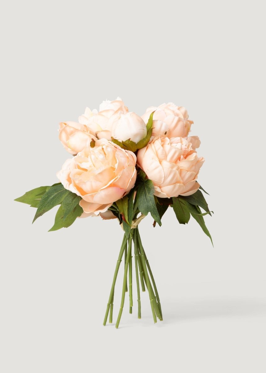 Afloral Artificial Peony Flower Bundle in Blush Peach - 13" - lily & onyx