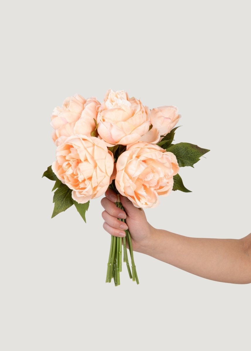 Afloral Artificial Peony Flower Bundle in Blush Peach - 13" - lily & onyx