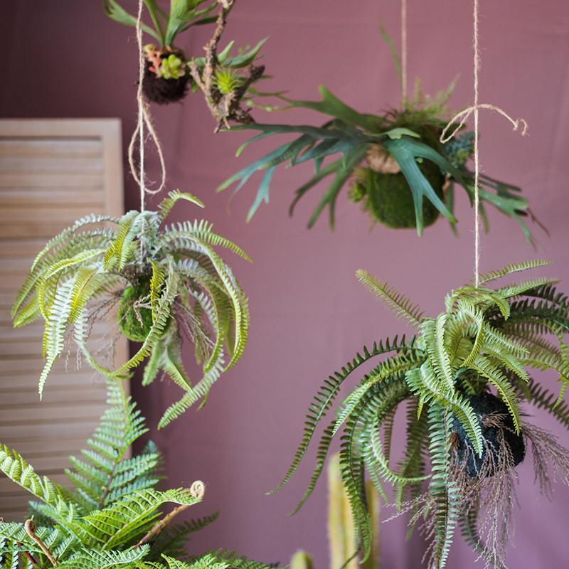 Artificial Faux Hanging Fern Plant