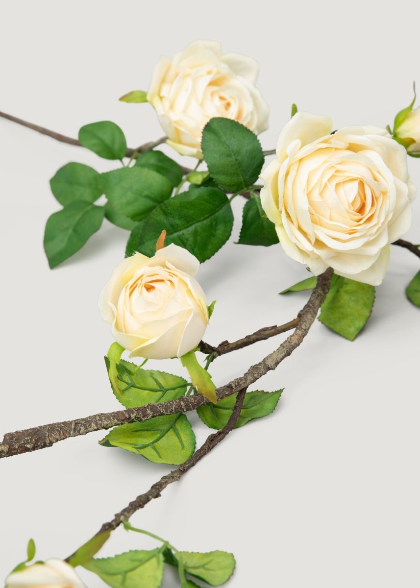Afloral Artificial Rose Flower Vine Garland in Soft Yellow - 48" - lily & onyx