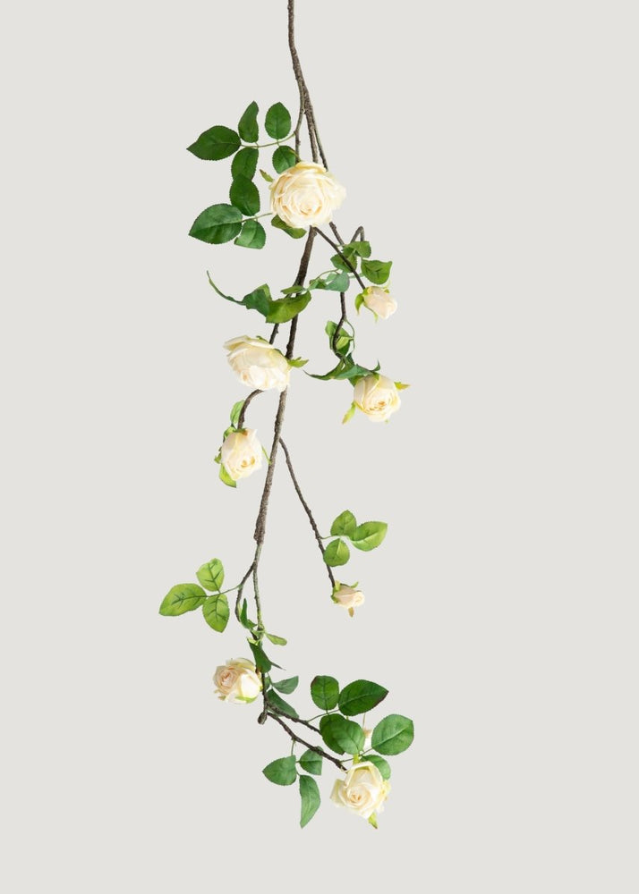 Afloral Artificial Rose Flower Vine Garland in Soft Yellow - 48" - lily & onyx