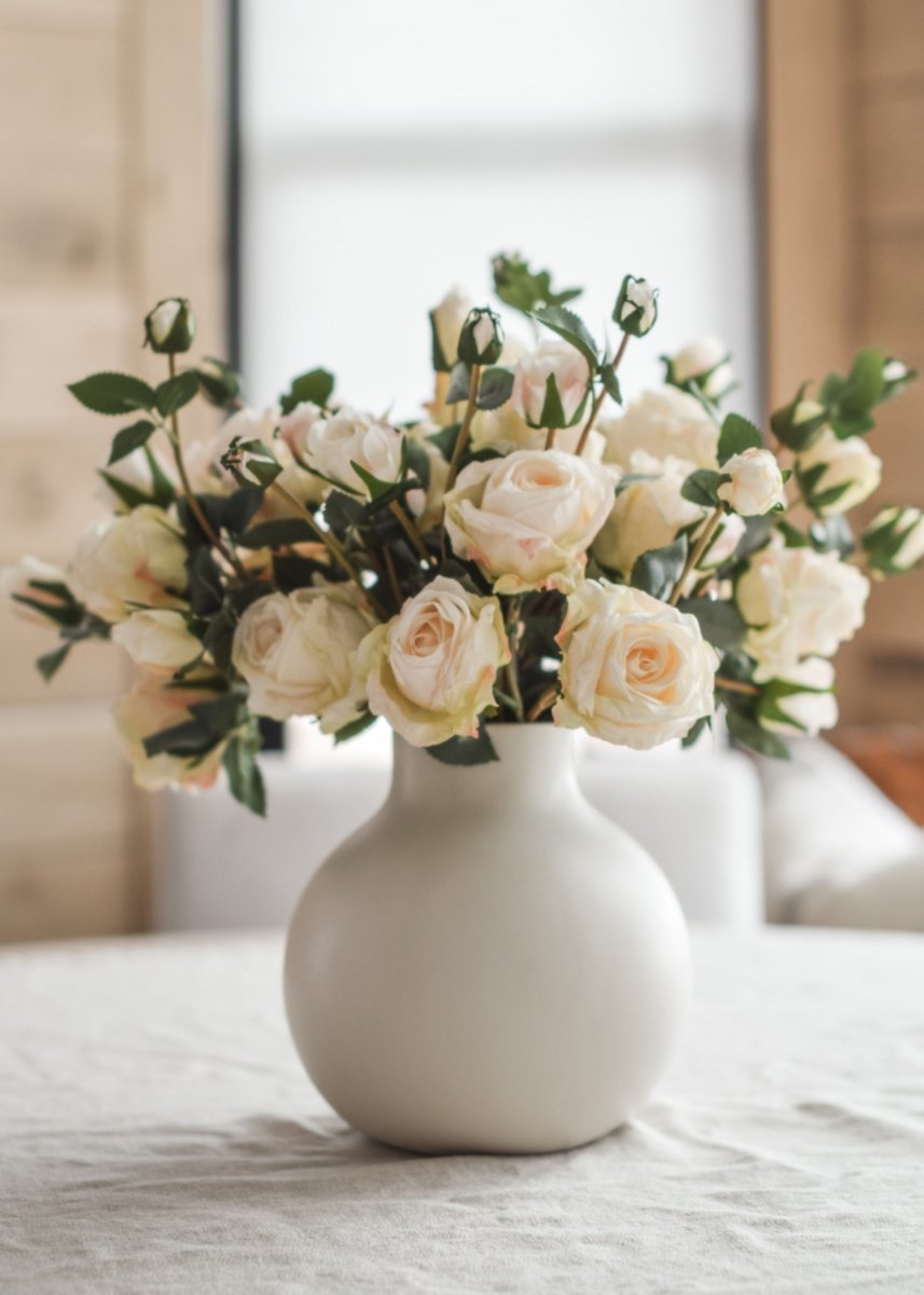 Afloral Artificial Roses in Cream - 27.5" - lily & onyx