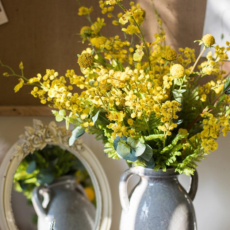 Rustic Reach Artificial Silk Flower Bouquet Yellow Flower Garden 21" Tall