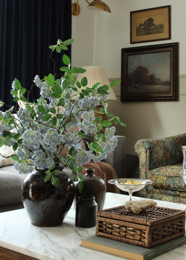 Afloral Artificial Spring Blossom Flower Branch in Blue - 41" - lily & onyx