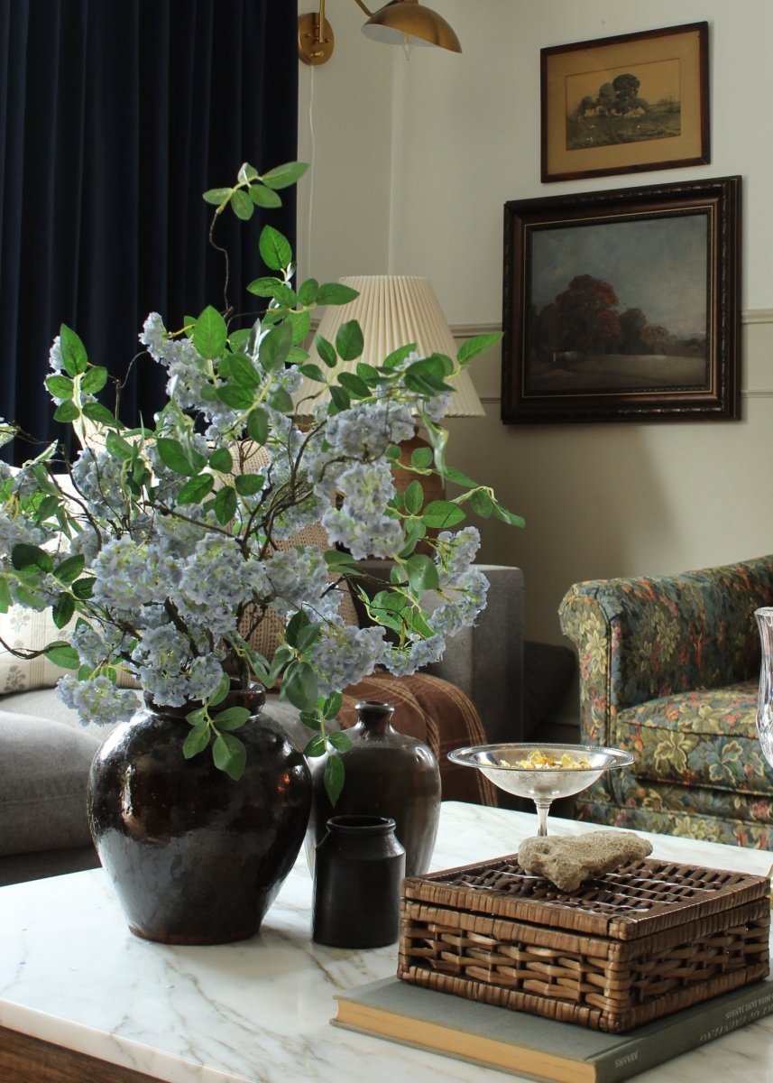 Afloral Artificial Spring Blossom Flower Branch in Blue - 41" - lily & onyx