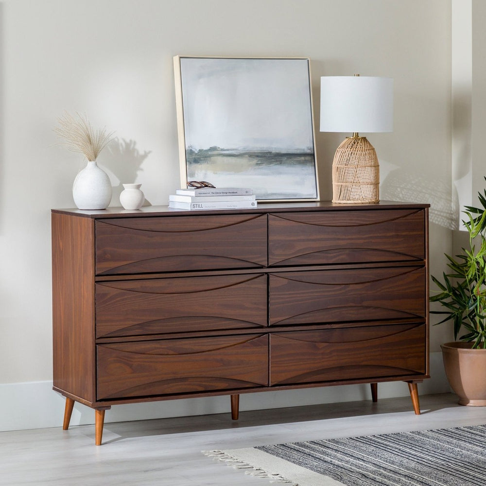 Walker Edison Atticus Solid Wood Mid - Century Modern Dresser - lily & onyx