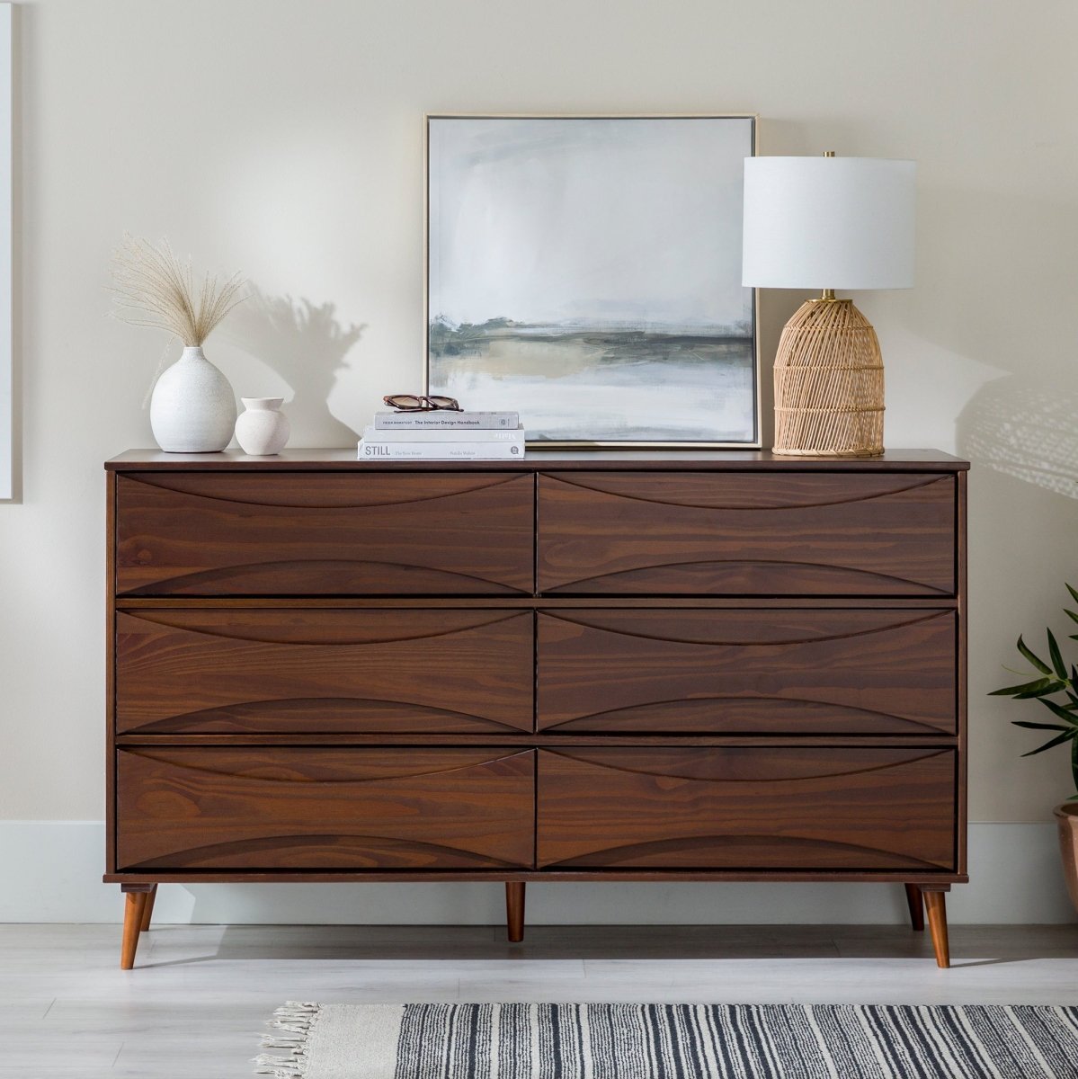 Atticus Solid Wood Mid-Century Modern Dresser, Caramel Atticus Solid Wood Mid-Century Modern Dresser, Caramel