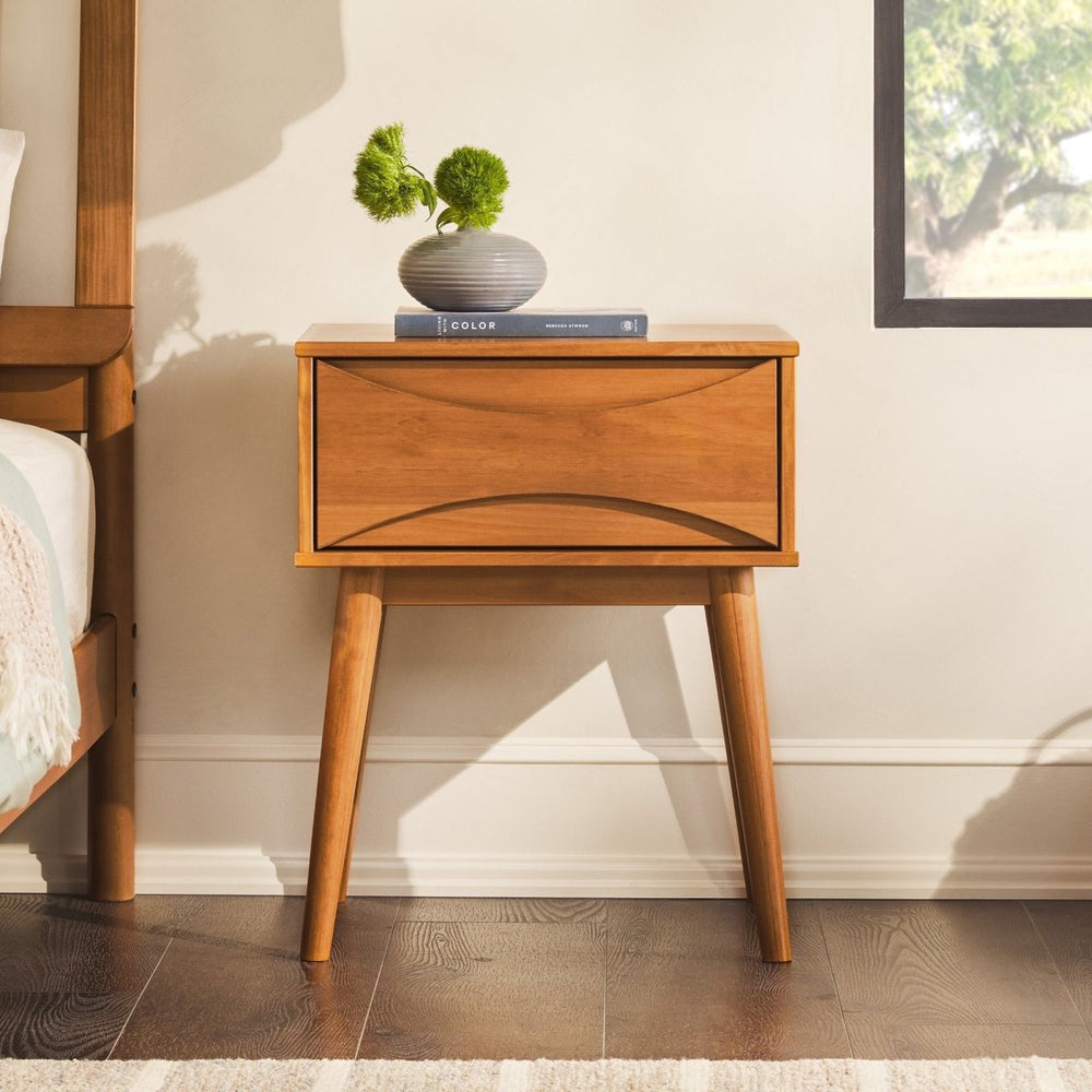 Walker Edison Atticus Solid Wood Mid - Century Modern Nightstand - lily & onyx