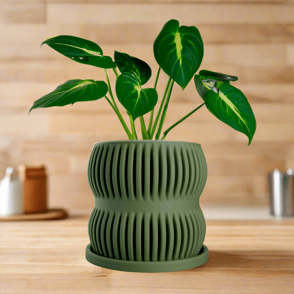 ribbed plant pots Aureus Planter with Drainage - Stylish Planter in Multiple Colors, Lightweight & Durable for Modern Home and Garden Decor Terracotta / 8 Inch