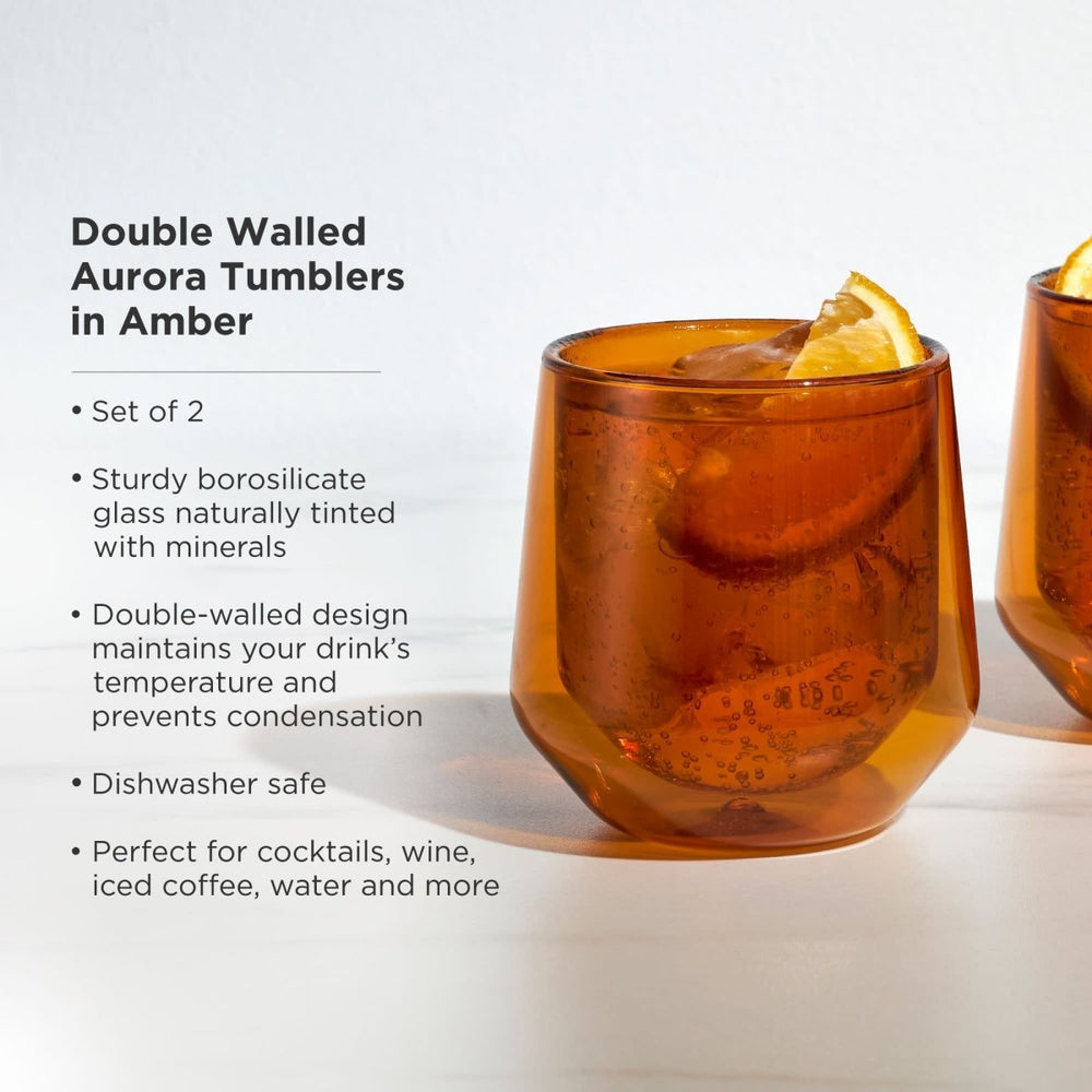
                      
                        Viski Aurora Double - Walled Tumblers in Amber, Set of 2 - lily & onyx
                      
                    