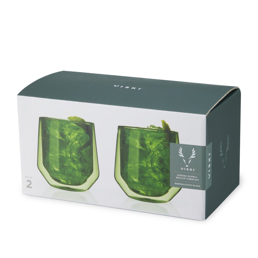 
                      
                        Viski Aurora Double - Walled Tumblers in Green, Set of 2 - lily & onyx
                      
                    