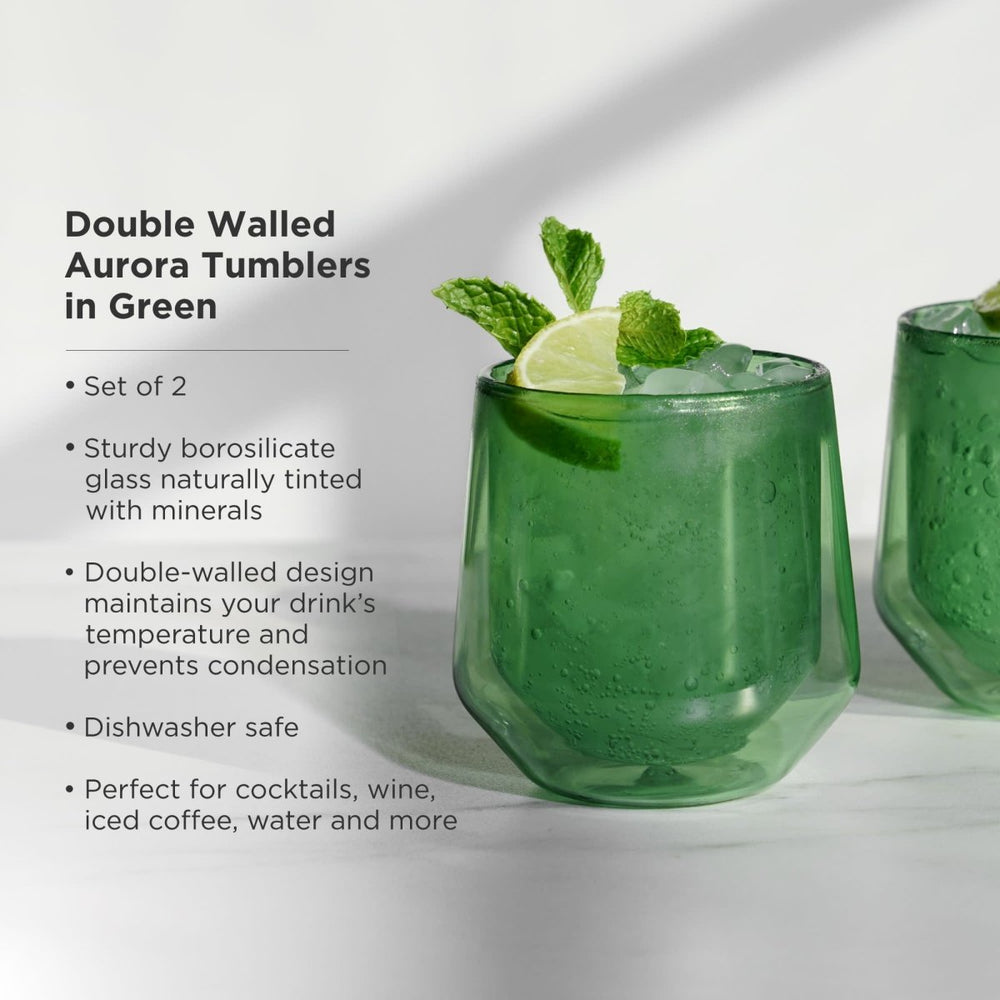 
                      
                        Viski Aurora Double - Walled Tumblers in Green, Set of 2 - lily & onyx
                      
                    