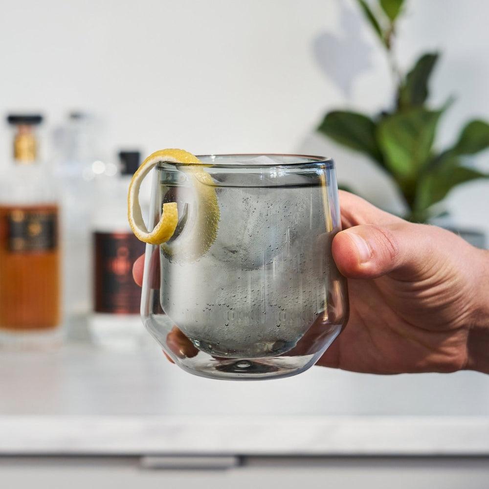 Viski Aurora Double - Walled Tumblers in Smoke Grey, Set of 2
