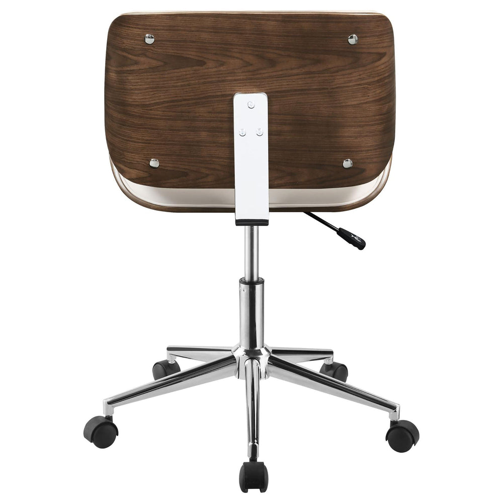 
                      
                        Ecru Faux Leather and Walnut Swivel Office Chair
                      
                    