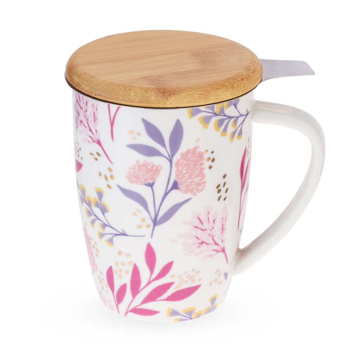 Pinky Up Tea Bailey: Botanical Bliss Ceramic Tea Mug & Infuser, 12oz - lily & onyx