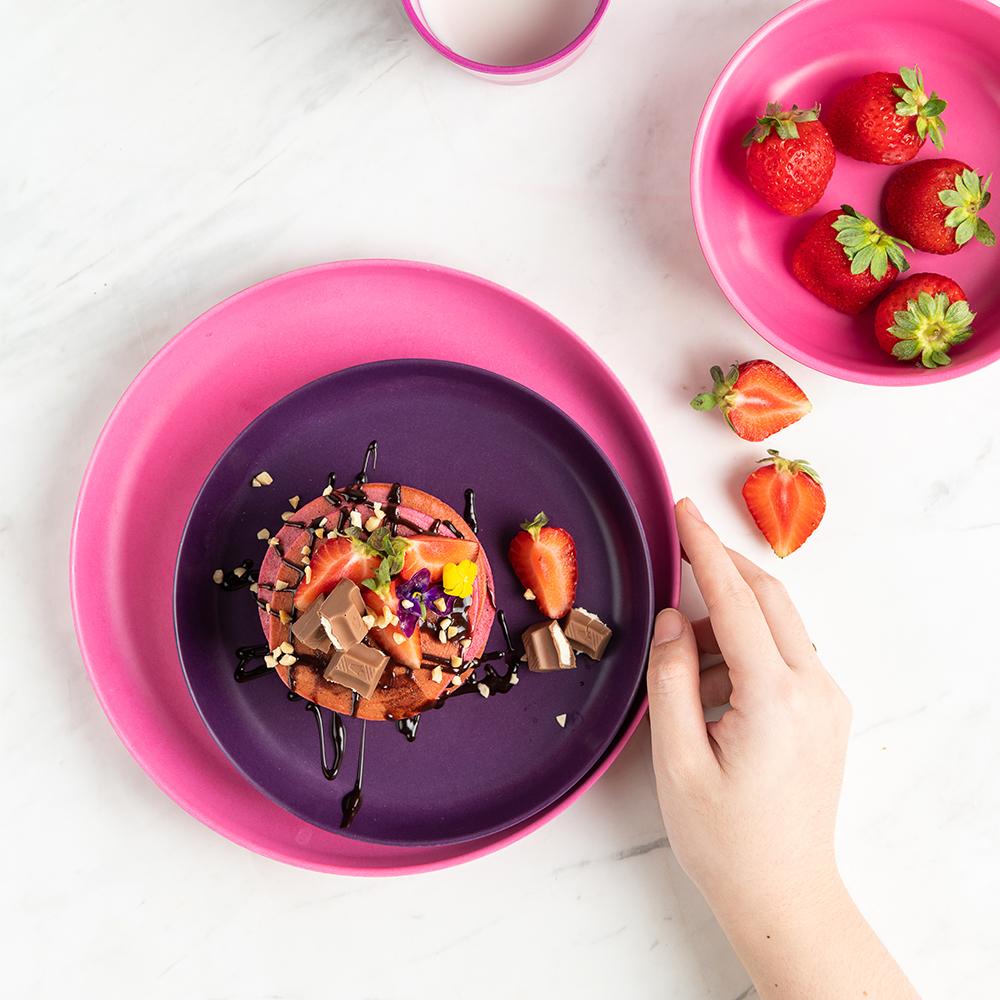 EKOBO Bamboo Kids Plate - Set of 4 - Rose - lily & onyx