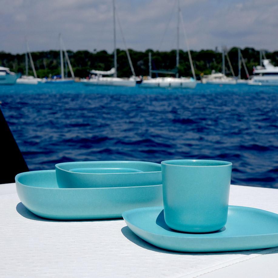 EKOBO Bamboo Pasta Bowl - 4 Piece Set - Lagoon - lily & onyx