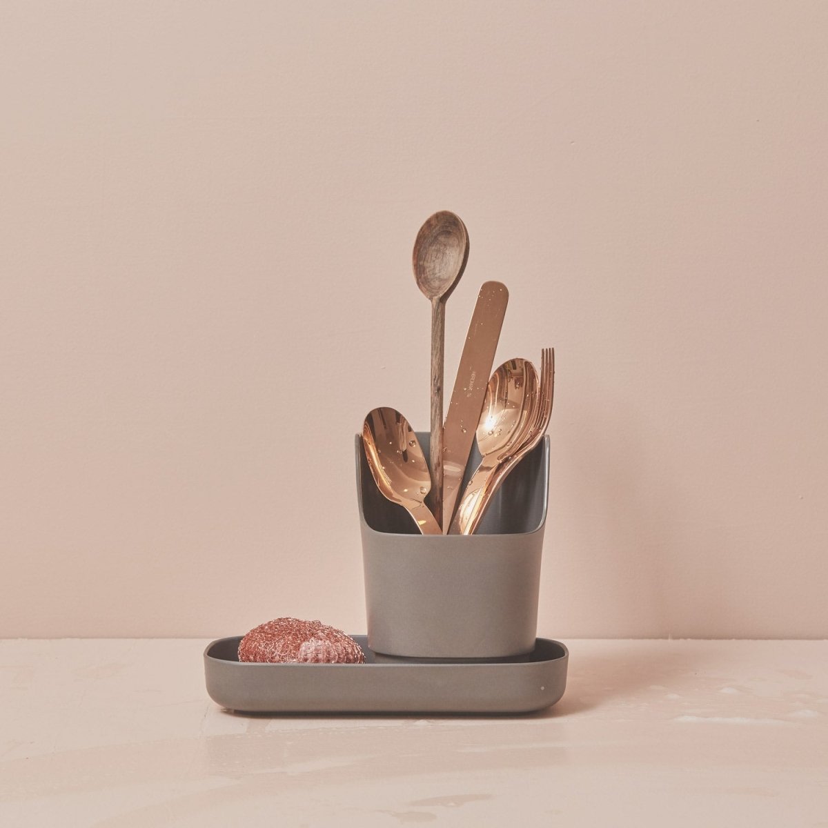 EKOBO Bamboo Sink Caddy Organizer - Stone - lily & onyx
