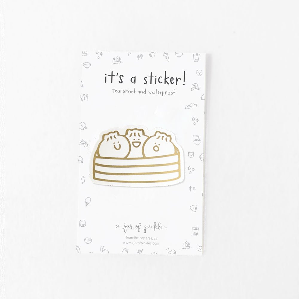 A Jar of Pickles Bao Dumpling Basket Gold Foil Vinyl Sticker