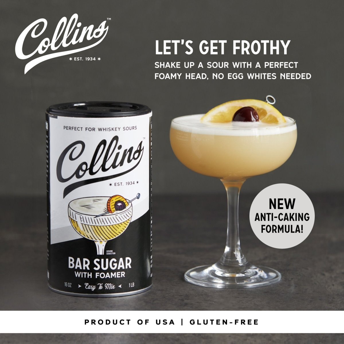 Collins Bar Sugar with Foamer, 16 oz - lily & onyx