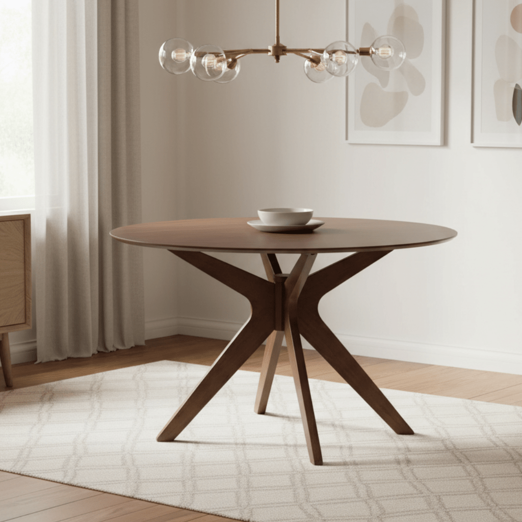 Baxton Studio Monte Mid - Century Modern Round Dining Table - 47" | Seats 4