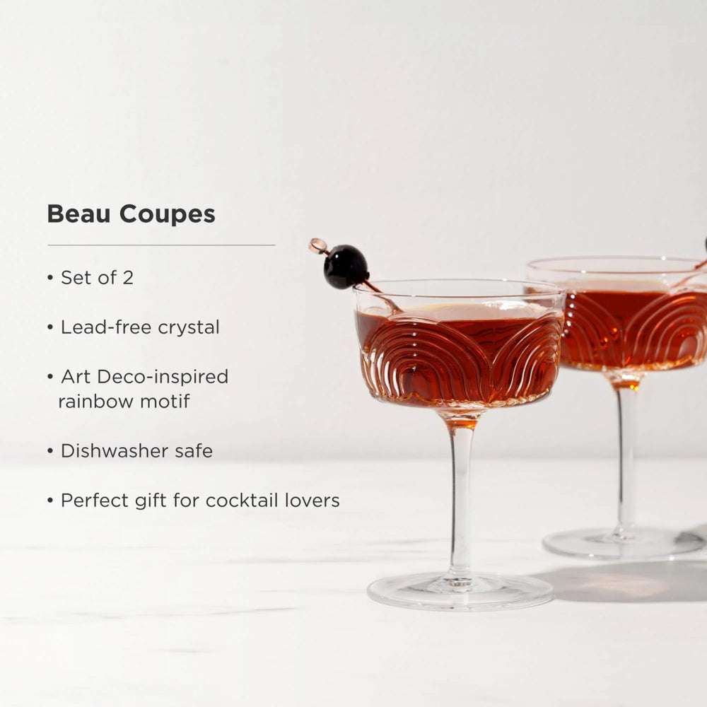 
                      
                        Viski Beau Crystal Cocktail Coupes, Set of 2 - lily & onyx
                      
                    