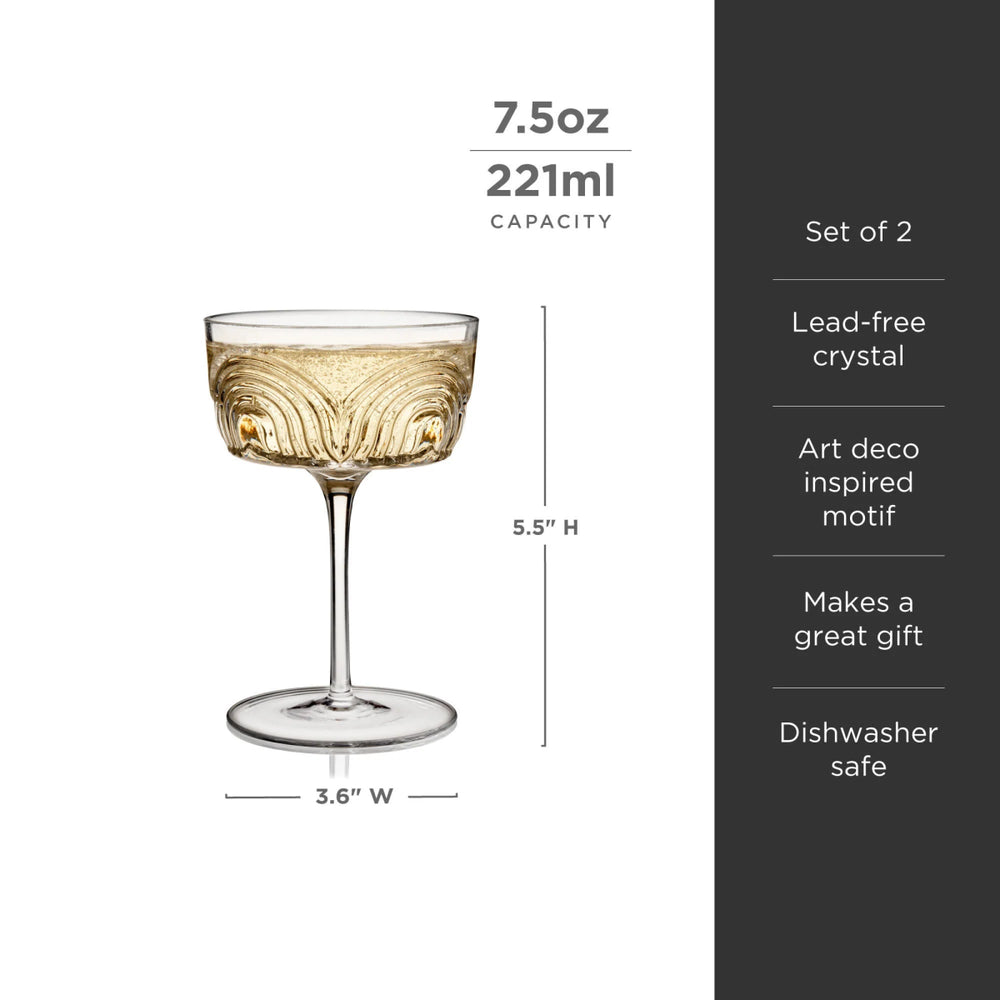 
                      
                        Viski Beau Crystal Cocktail Coupes, Set of 2 - lily & onyx
                      
                    