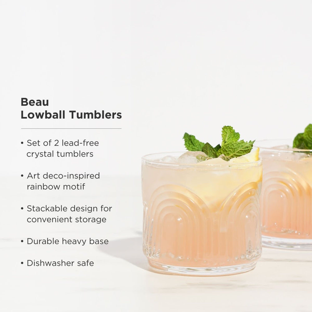 
                      
                        Viski Beau Crystal Lowball Tumblers, Set of 2 - lily & onyx
                      
                    