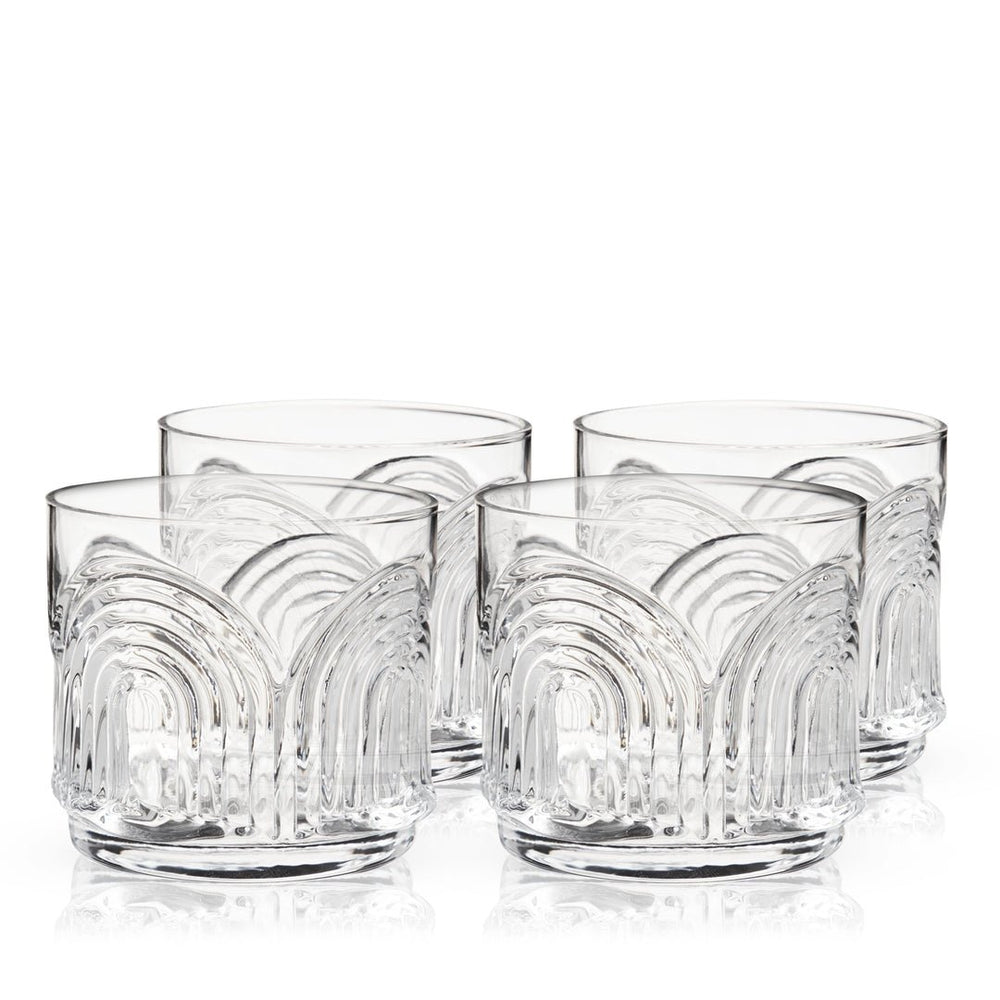 Deco Beau Crystal Lowball Tumblers, Set of 4