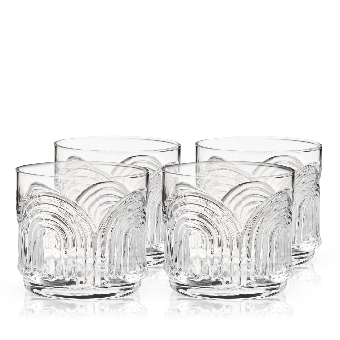 Deco Beau Crystal Lowball Tumblers, Set of 4
