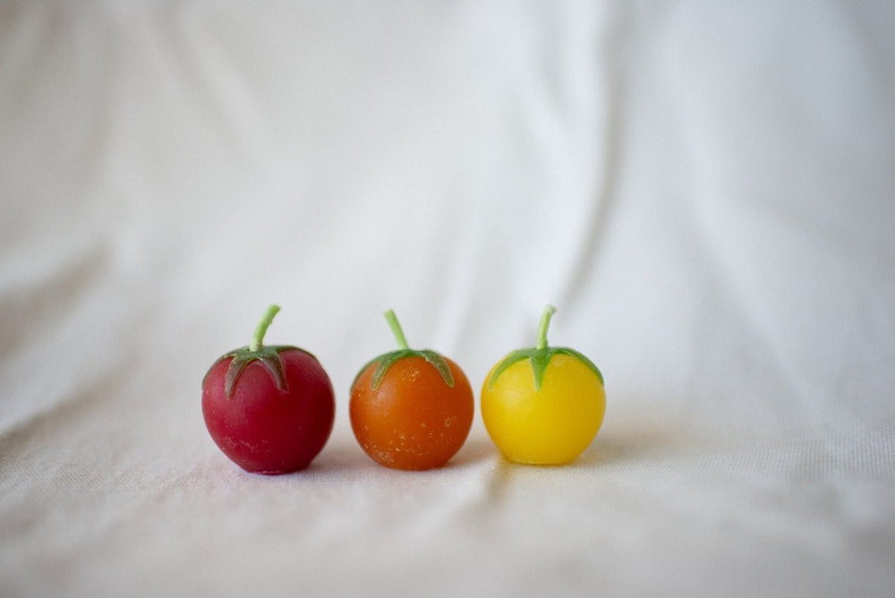 Happy Organics Beeswax Cherry Tomato Birthday Candles - 8 Pack - lily & onyx