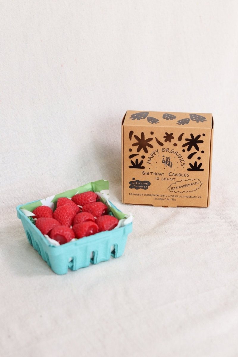 Happy Organics Beeswax Strawberry Birthday Candles - lily & onyx