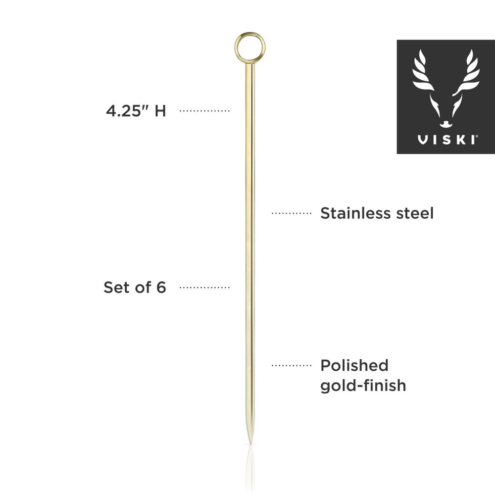 
                      
                        Viski Belmont Cocktail Picks in Gold, Set of 6 - lily & onyx
                      
                    