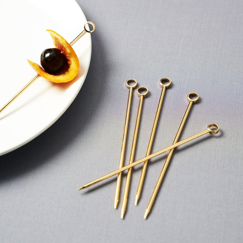 Viski Belmont Cocktail Picks in Gold, Set of 6 - lily & onyx