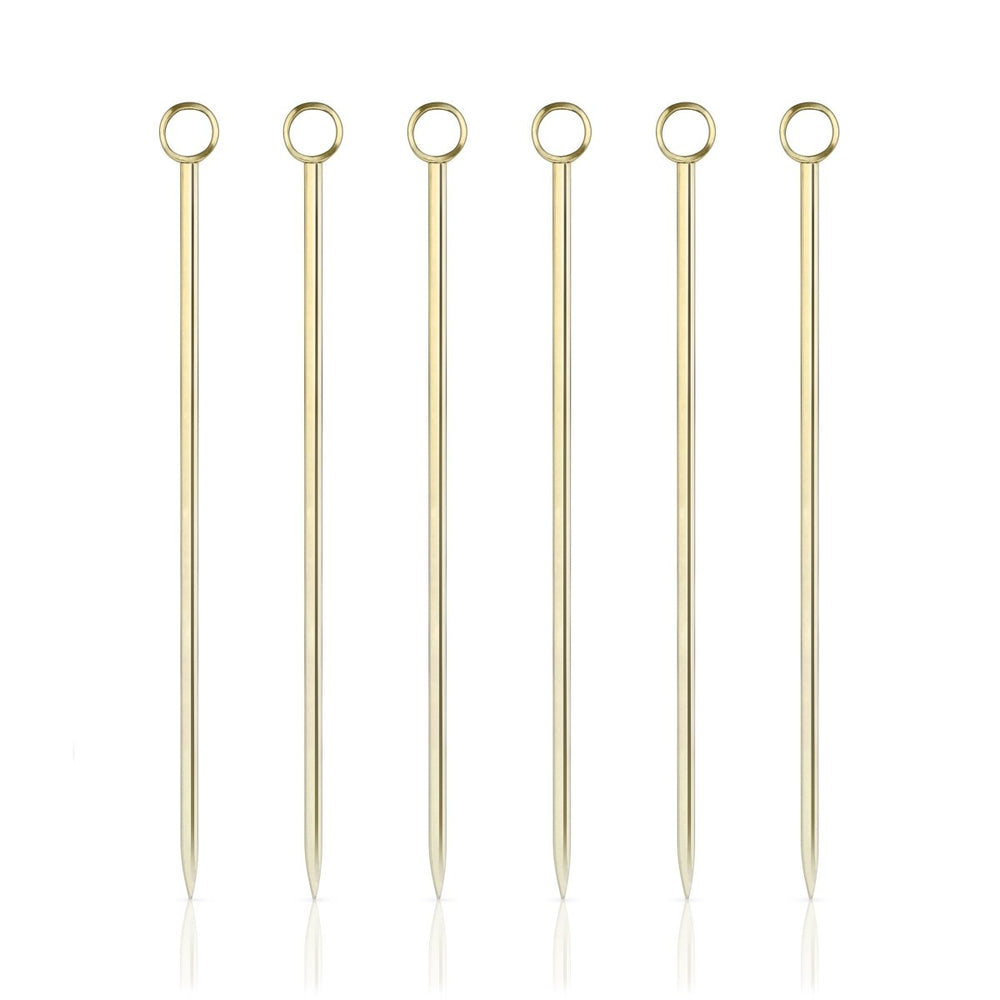 Viski Belmont Cocktail Picks in Gold, Set of 6 - lily & onyx