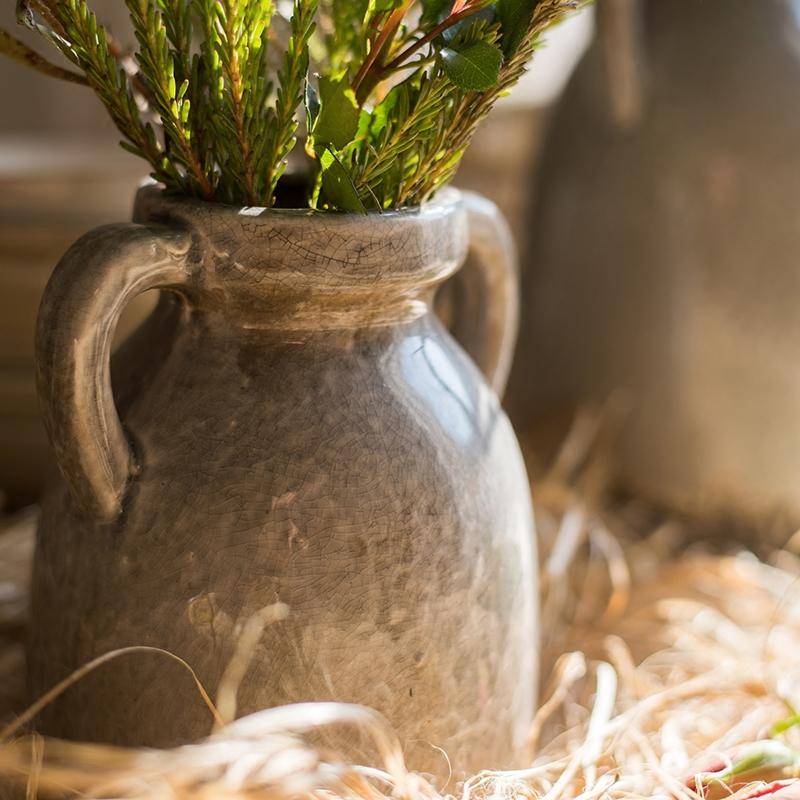 RusticReach Binglie Glazed Pottery Vase with Handles - lily & onyx