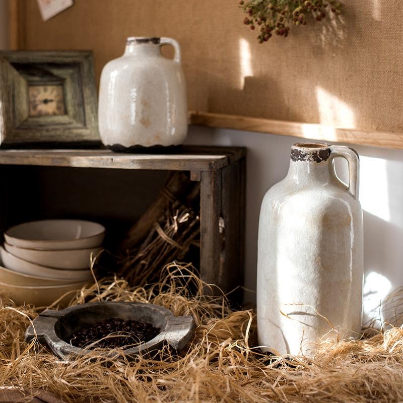 Rustic Reach Binglie Glazed Pottery Vase with Single Handle