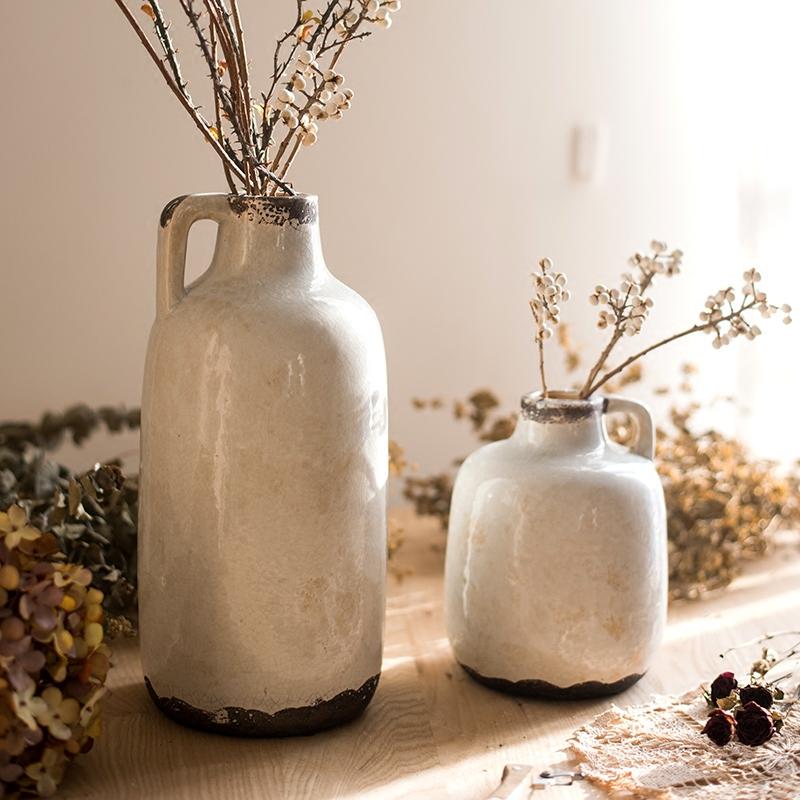 Rustic Reach Binglie Glazed Pottery Vase with Single Handle
