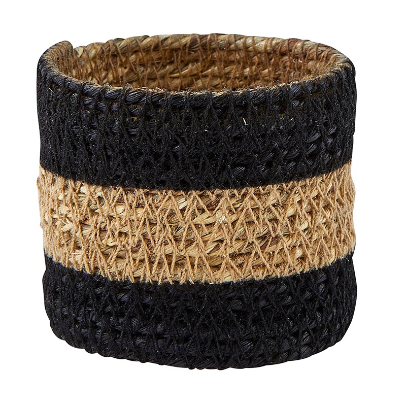 Santa Barbara Design Studio Black & Brown Seagrass Napkin Rings, Set of 8 - lily & onyx