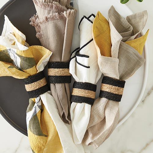 Santa Barbara Design Studio Black & Brown Seagrass Napkin Rings, Set of 8 - lily & onyx