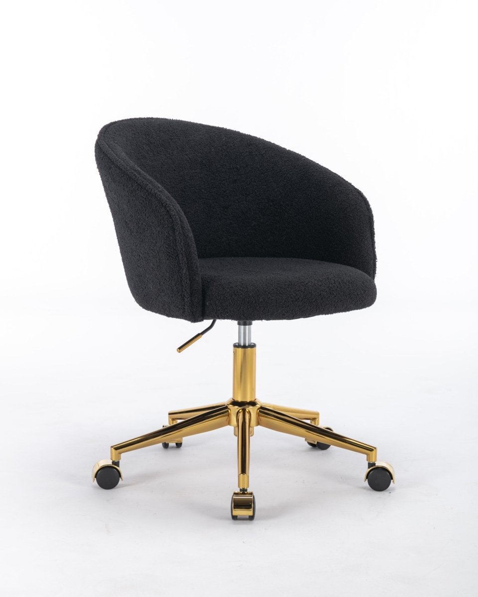 Walker Edison Black Teddy Modern Desk Chair with Gold Rolling Base - lily & onyx