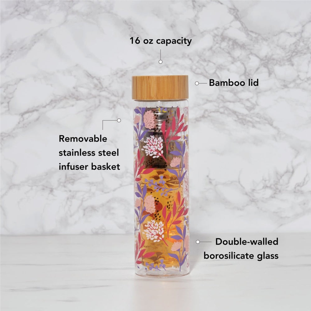 
                      
                        Pinky Up Tea Blair: Botanical Bliss Glass Travel Infuser Mug - lily & onyx
                      
                    