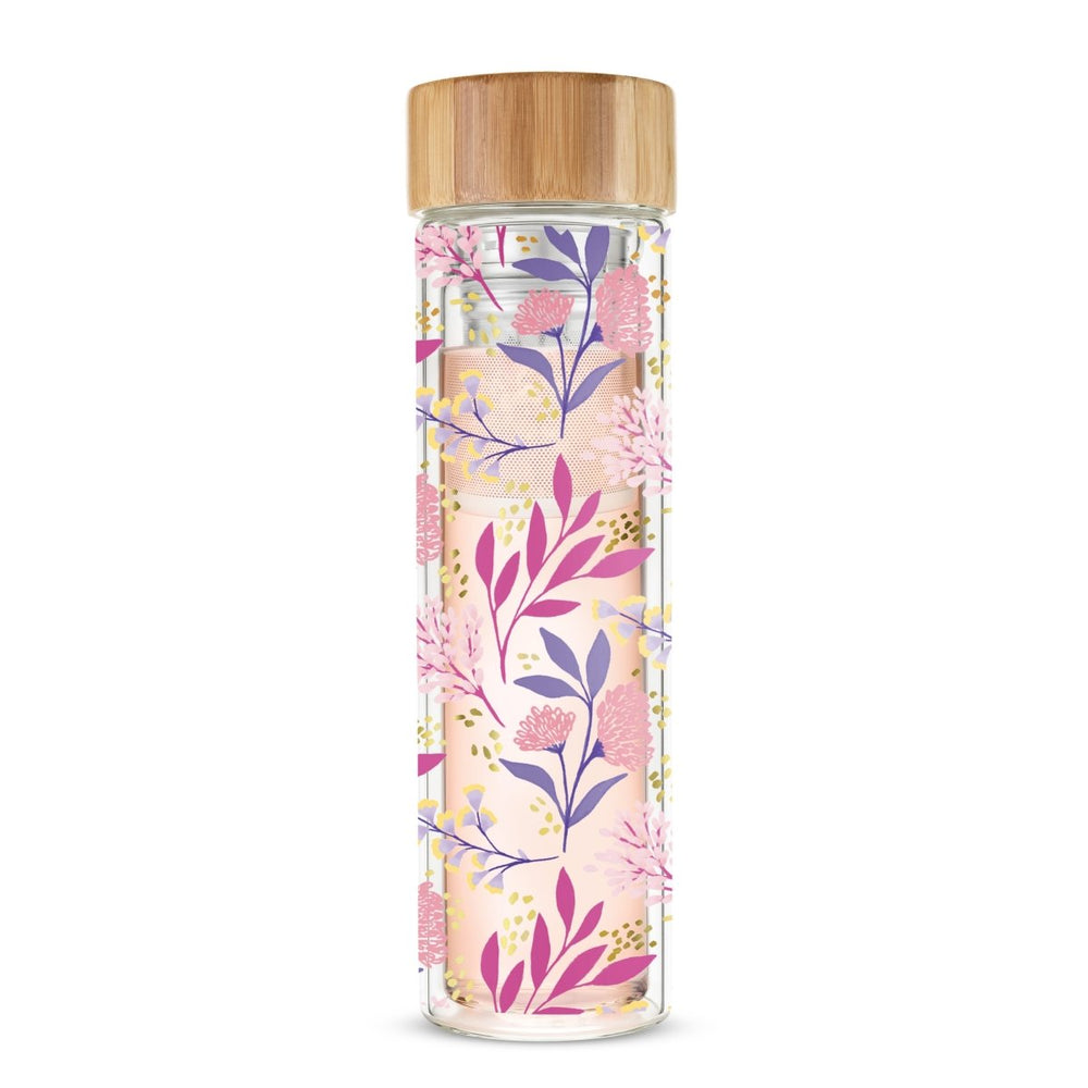 Pinky Up Tea Blair: Botanical Bliss Glass Travel Infuser Mug - lily & onyx