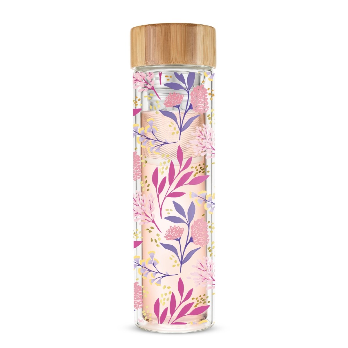 Pinky Up Tea Blair: Botanical Bliss Glass Travel Infuser Mug - lily & onyx