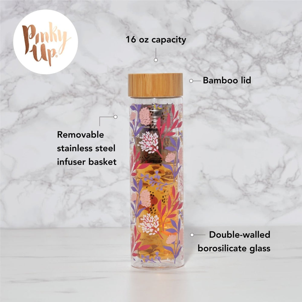 
                      
                        Pinky Up Tea Blair: Botanical Bliss Glass Travel Infuser Mug - lily & onyx
                      
                    