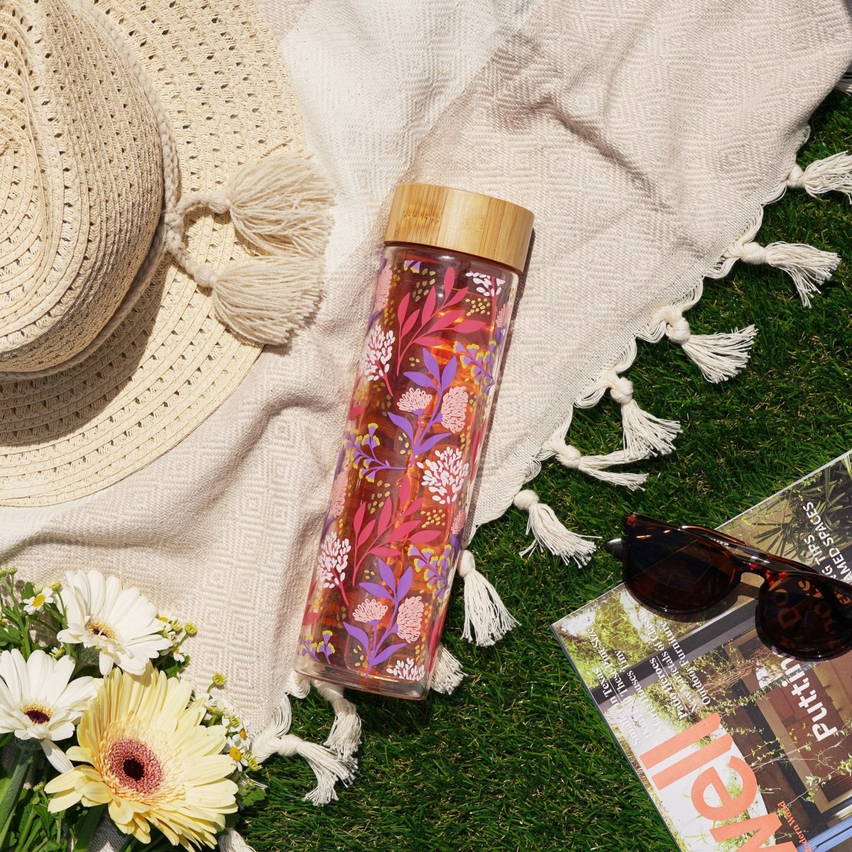 Pinky Up Tea Blair: Botanical Bliss Glass Travel Infuser Mug - lily & onyx